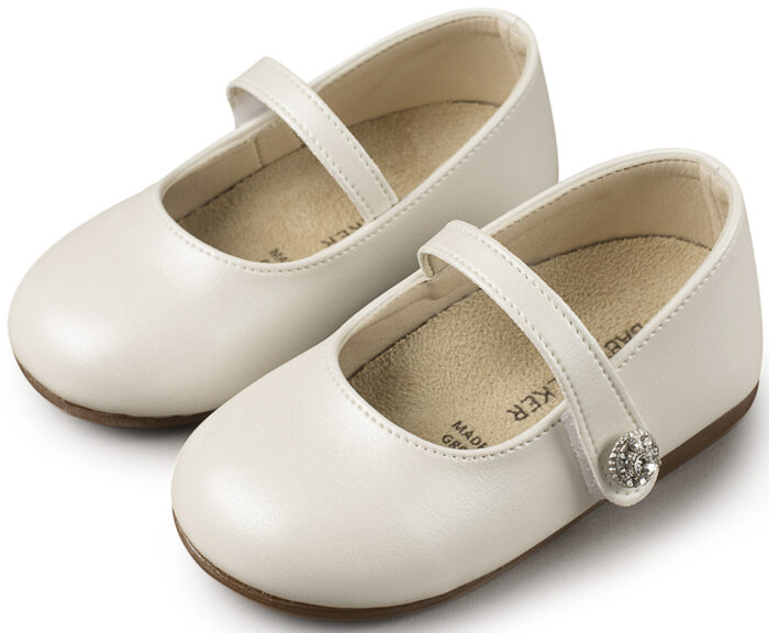 Babywalker Γοβάκι Μονή Μπαρέτα με Στρασένιο Κουμπάκι BS3502 Εκρού Κορίτσι