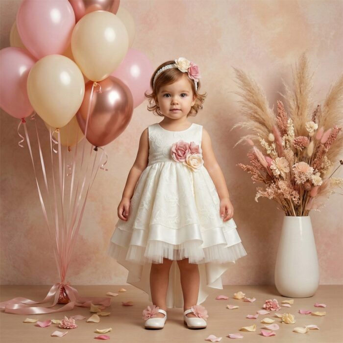 Βαπτιστικό Φόρεμα "Vintage Rose Lace" 2626 Κορίτσι-εκρού