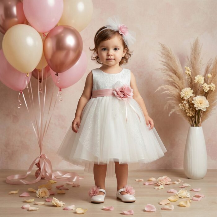 Βαπτιστικό Φόρεμα "Sparkle Rose Elegance" 2635 Κορίτσι-εκρού