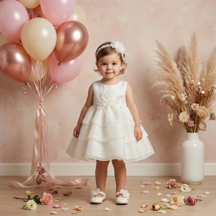 Βαπτιστικό Φόρεμα "Pure Mousseline Ruffles"2615 Κορίτσι-εκρού