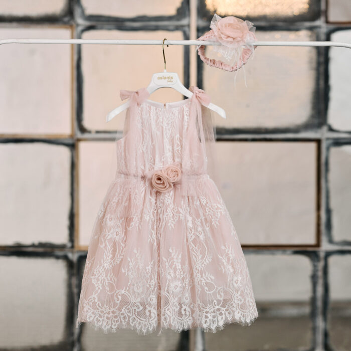 Φόρεμα Βάπτισης Aslanis Baby AS422"Boho" Ροζ Κορίτσι