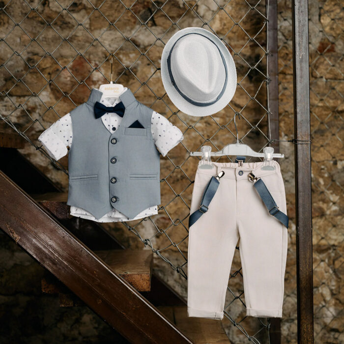 Βαπτιστικό Κουστούμι Aslanis Baby AS145"Fourteen"Γκρι Αγόρι